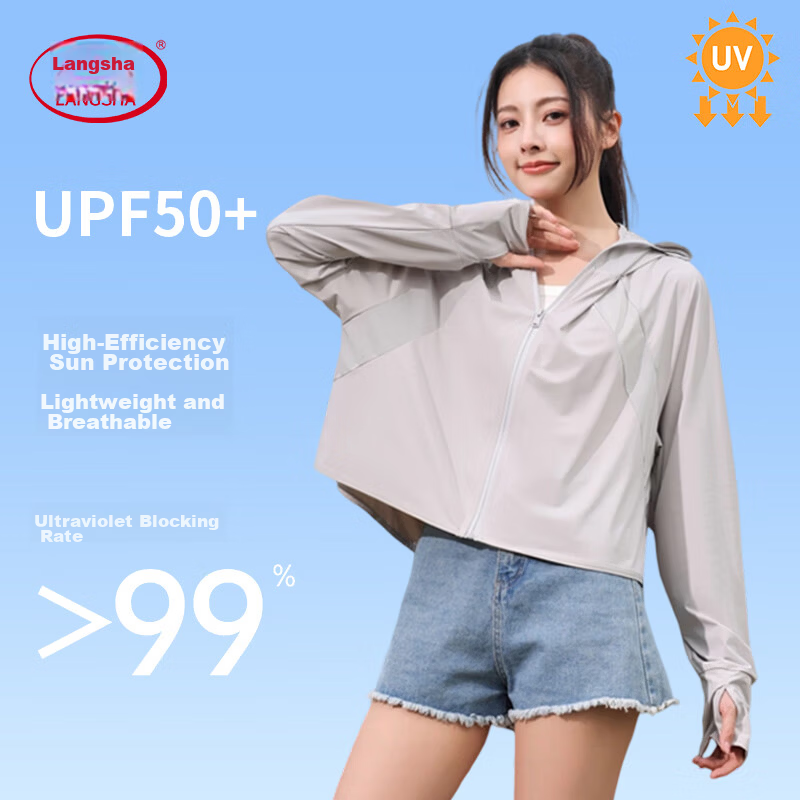 Langsha Sun Protection Clothing for Women, Ice Silk Cool-Feeling UV Protection Lightweight Breathable Comfortable Outdoor Shawl Skin Coat