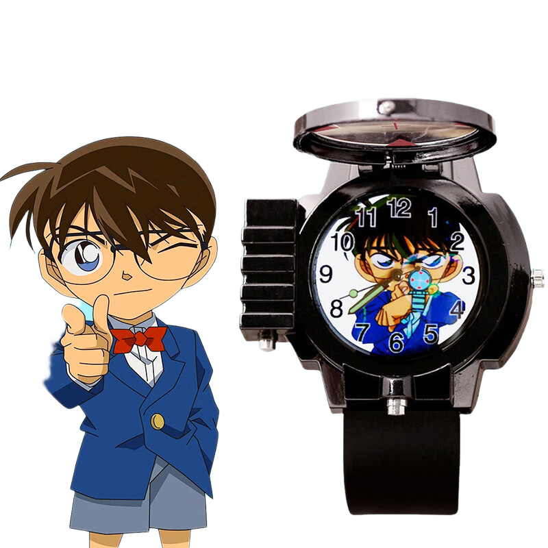 GEORGCOUNT Conan Style Anesthesia Watch for Teenage Boys in Junior High and Elementary School, Anime Second Dimension Laser Children's Watch for Boys