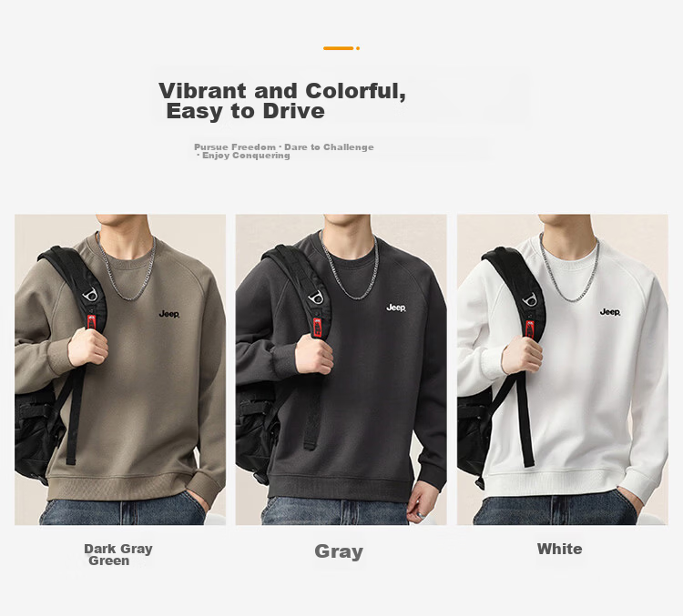 JEEP Men's Casual Loose Fit Long Sleeve Sweatshirt Autumn Spring Dark Gray Green XL 2