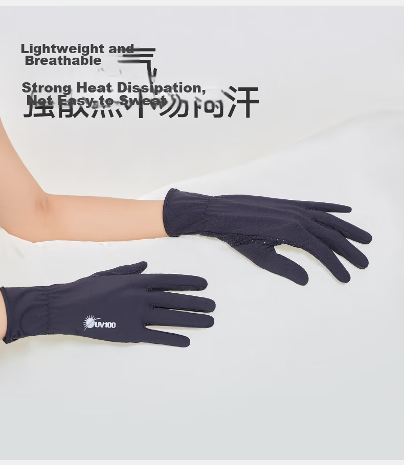 UV100 Taiwan Summer UV Protection Gloves New Anti-UV Breathable Touchscreen Non-Slip Cycling Gloves 25533 Dark Night Black 7