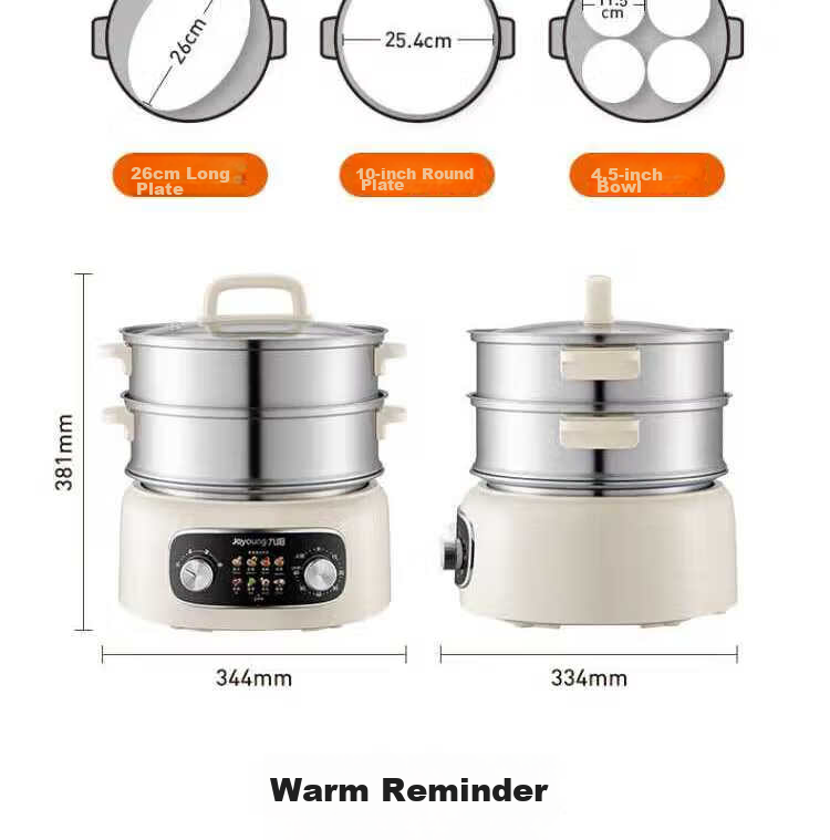 Joyoung 2026 New Stainless Steel 3-Layer Large Capacity Electric Steamer with Double Circulation and High Heat Fast Steaming for Fish Multifunctional Household Electric Cooker 30