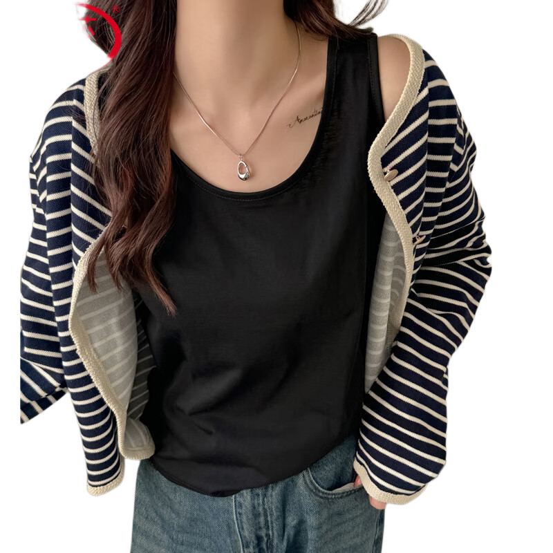 LangSha Snowflake Cotton Loose Fit Sleeveless Tank Top for Women, Casual Layering Vest, Japanese Style Sleeveless Shirt