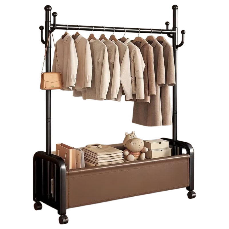 Hakkai Bird Floor Clothes Drying Rack Home Bedroom Garment Rack Mobile with Wheels Indoor Storage Coat Rack