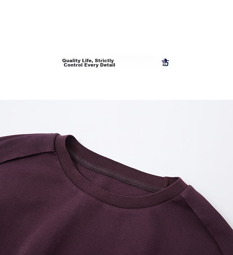 Demana [Comfort Elastic 280G Air Layer] Autumn Crew Neck Ribbed Tape Raw Edge Petite Sweatshirt for Women 10