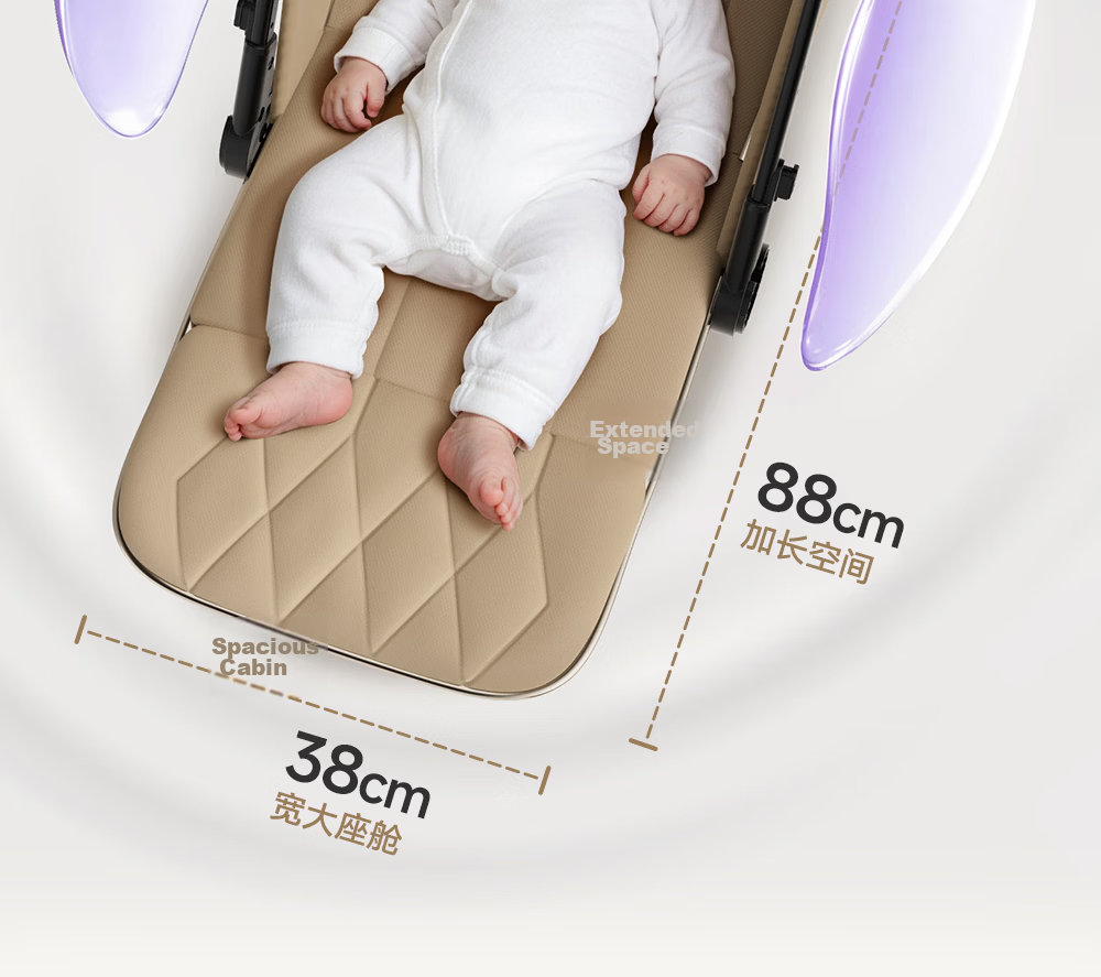 Welebao Baby Stroller Reversible Seat Recline 0-3 Years Lightweight Shockproof One-Key Folding High Landscape 39