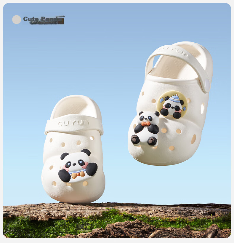 OUYUN Kids Summer Non-Slip Indoor Shower Slippers Cute Panda Design Size 17 20