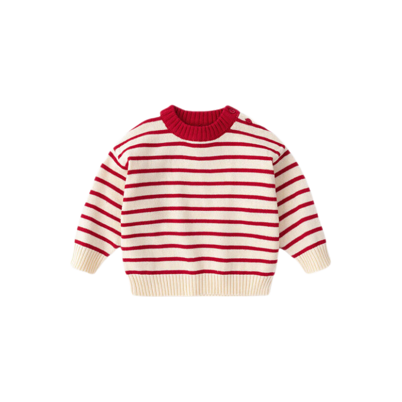 Dudu Baby Striped Sweater Winter Warm Top Children's Clothing Infant Girls Winter Wear Blue Gray White Stripes