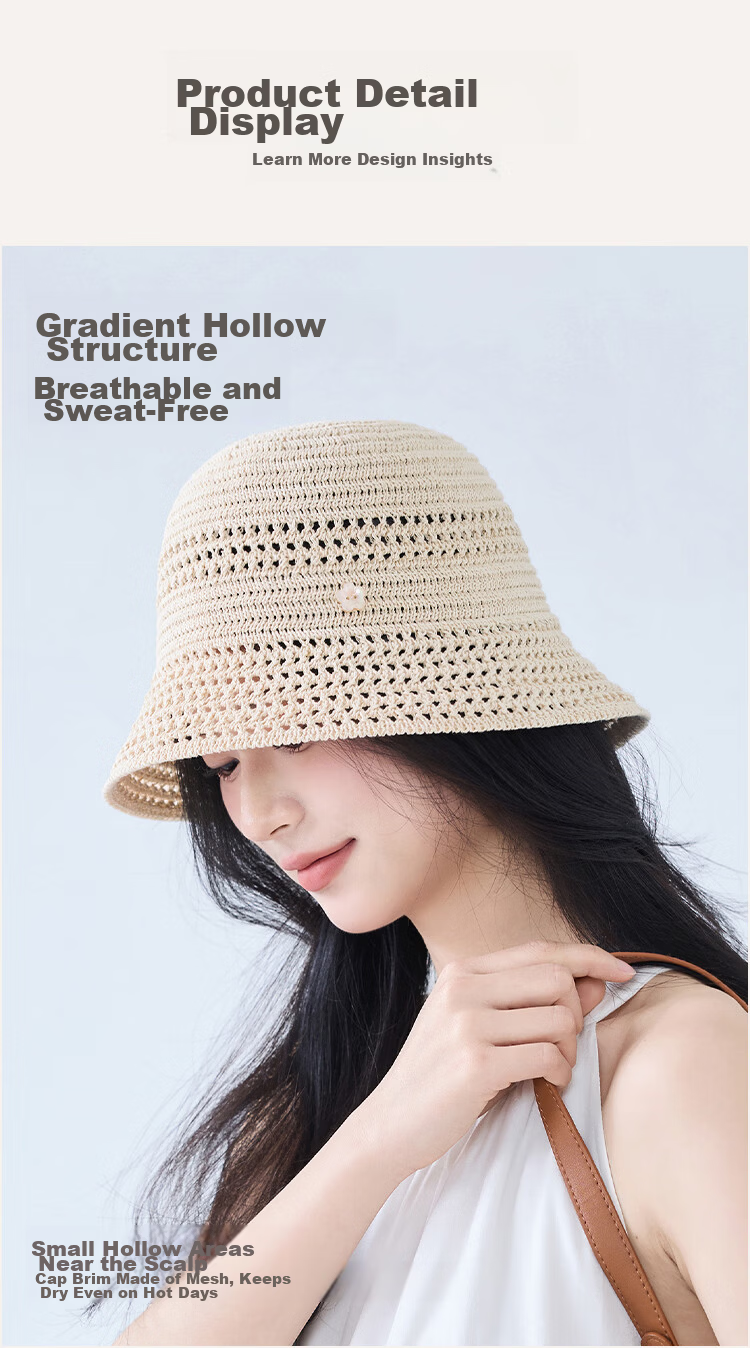 JIUMU Women's Linen Sun Hat Sunshade Fisherman Hat Cotton Cool Hat Summer Outdoor Face Covering Beach Vacation Hat 4