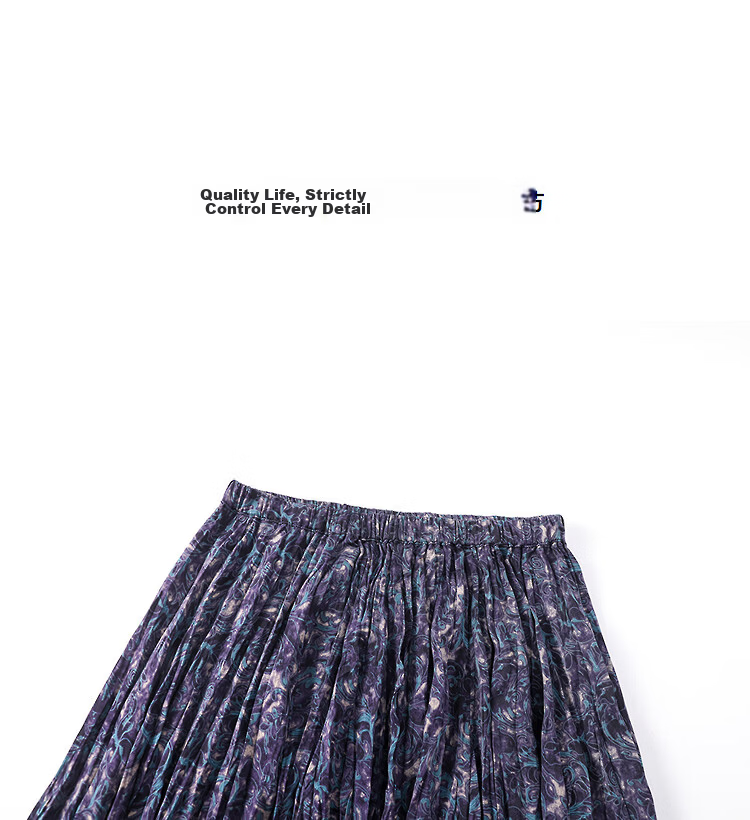 Demana "Crushed Ice Galaxy" Spring Socialite Private Elastic Waist Watermark Printed Pleated A-Line Women's Pleated Skirt 12
