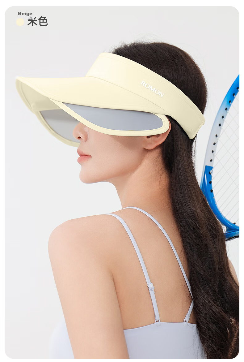 Romon Women's Sunscreen Hat UV Protection Retractable Wide Brim Sunshade Open Top Sun Hat 11