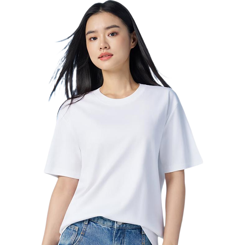 Langsha 25th Anniversary New Arrival [Ren Jialun Celebrity Endorsed Quality] White Heavyweight Pure Cotton Short Sleeve T-Shirt for Men and Women