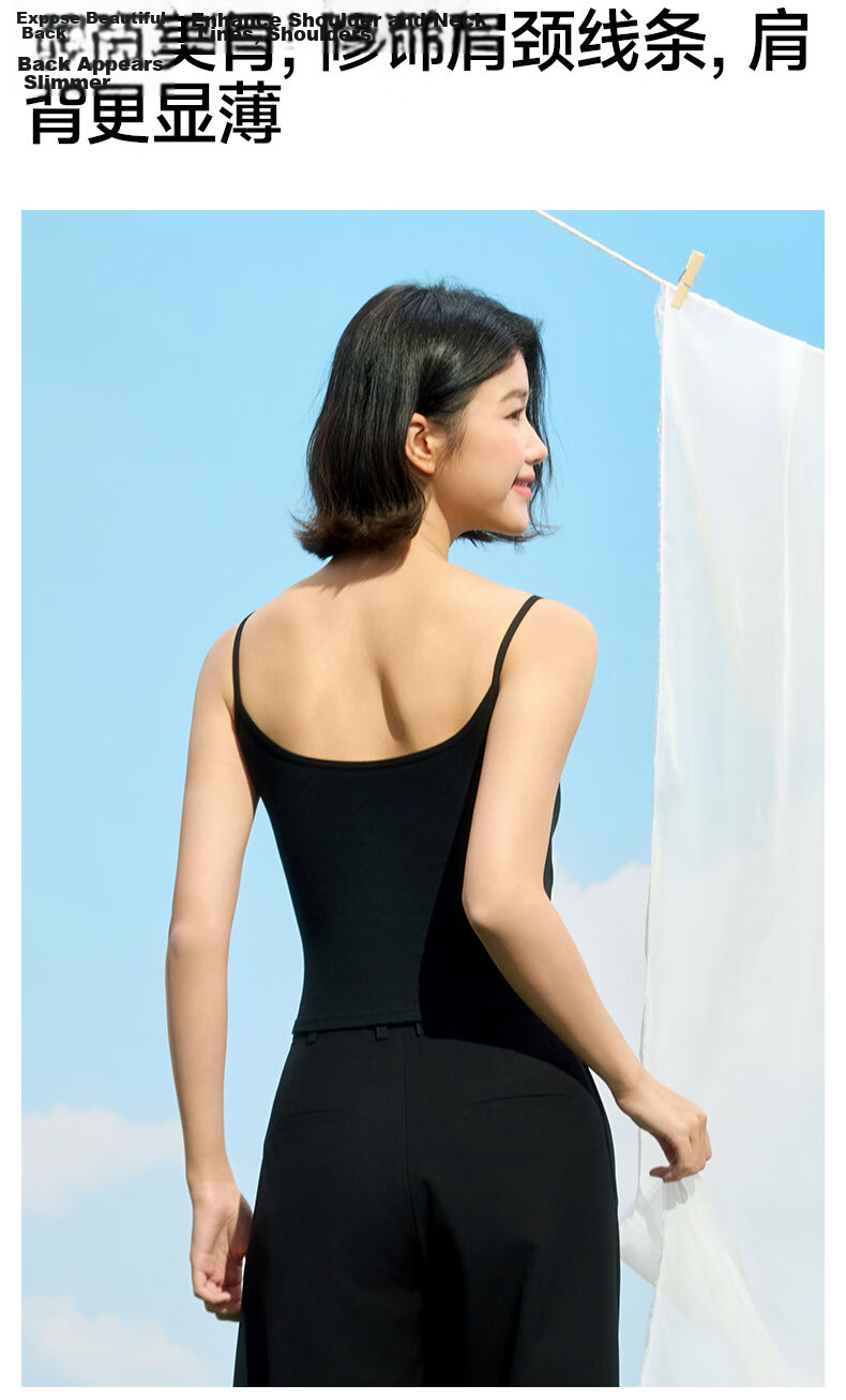 MiiOW U-Neck Lace Camisole with Built-in Bra Pad Women's Summer Sleeveless Outerwear and Innerwear Backless Underwear 18