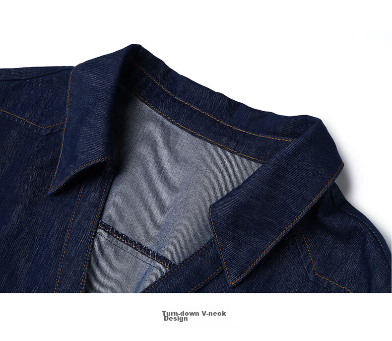 Olrain Vintage V-Neck Waist-Cinched Denim Long Sleeve Dress for Women Spring Shirt-Style Long Dress Denim Blue M 22