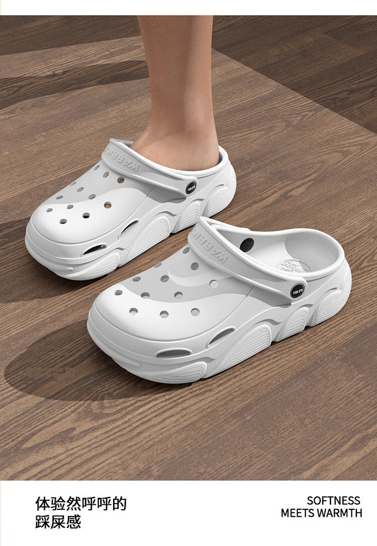 Warrior Women's Summer Hollow Sandals Outdoor Beach Shoes Dual-Wear Slippers SDJ-0338 White Size 39 8