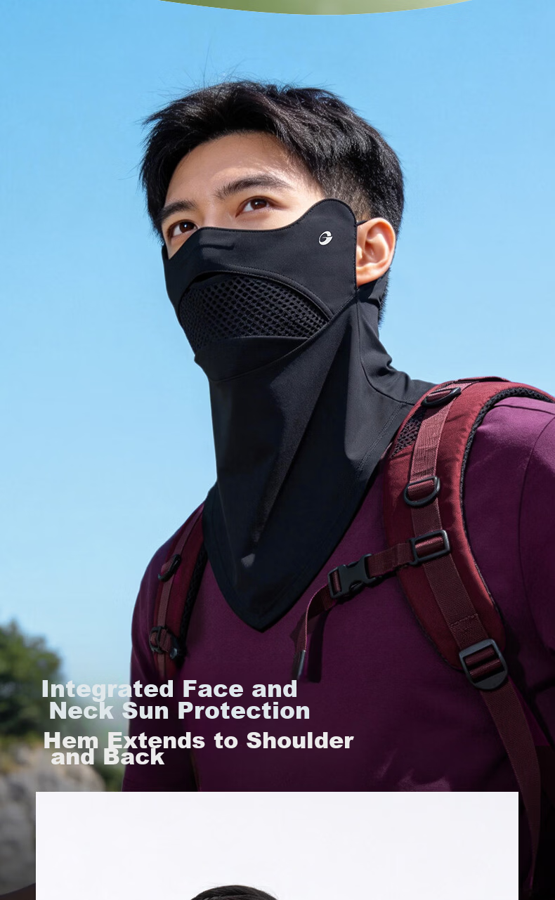 GOLOVEJOY Outdoor Sports Sunscreen Face Mask UV Protection Full Face Neck Eye Guard Breathable Hiking Black 6