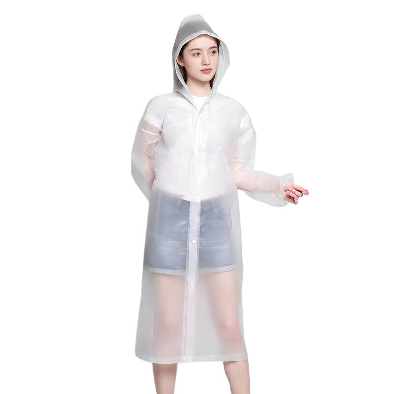 NOLANSEND Adult Raincoat, Semi-Transparent, Long Style for Men And Women, Hooded, Thickened, Disposable Rain Poncho, One Piece, White