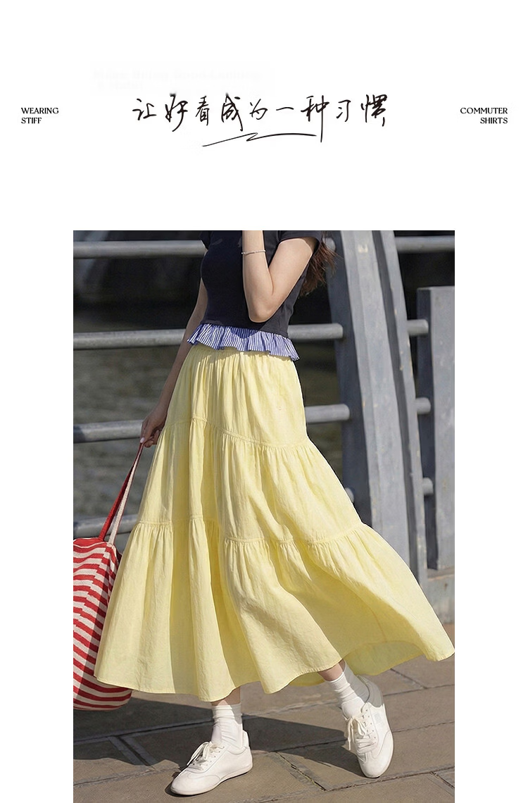 Demana Romantic Story Summer Lightweight Elastic Waist Three-Layer Cake Skirt Loose Slim High-End Women's Skirt 12