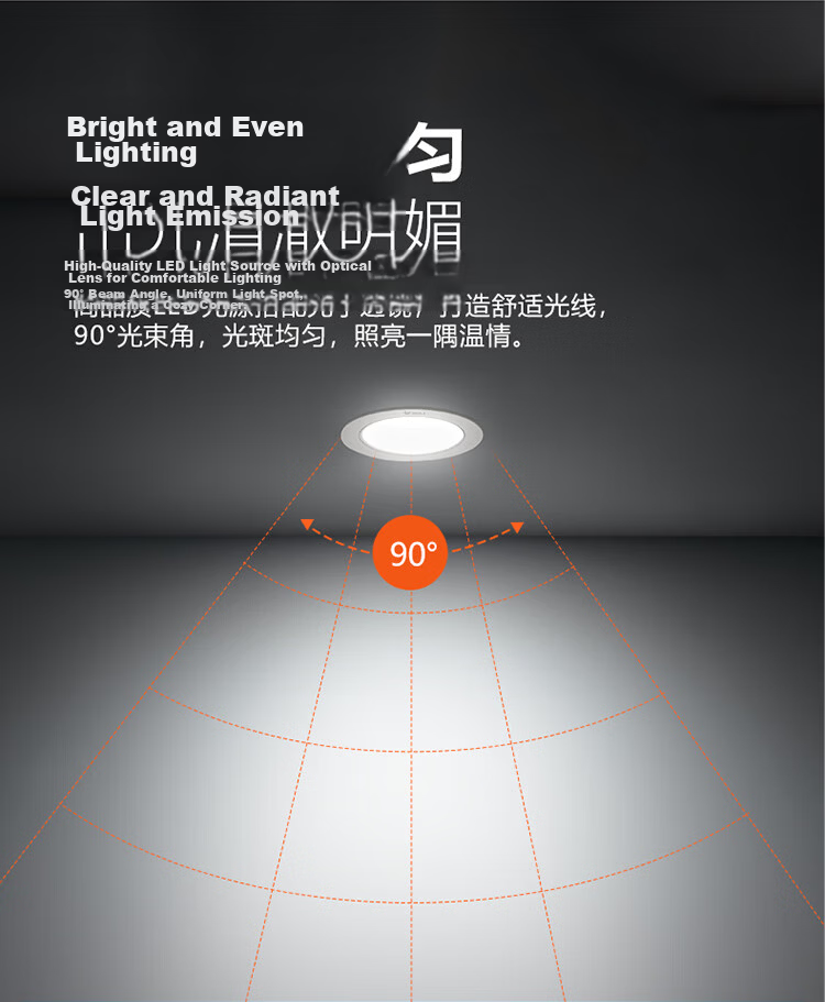 BULL LED Anti-Glare Downlight MT-L005D-BS Matte White 5W Three-Level Dimming Upgraded Ra97 Color Rendering Index 8