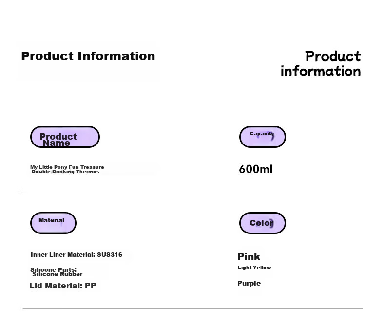 My Little Pony Insulated Water Bottle Purple Yue Purple 600ml 056PU for Girls Students Gift 13