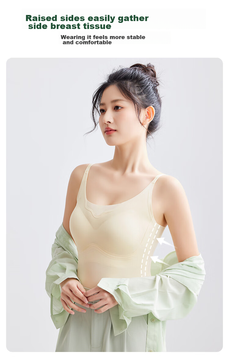 FitonTon Women's Ice Silk Camisole with Chest Pad, Bra-Free Wearable, Basic Layering Tank Top with Built-in Cup, Beautiful Back Design 5