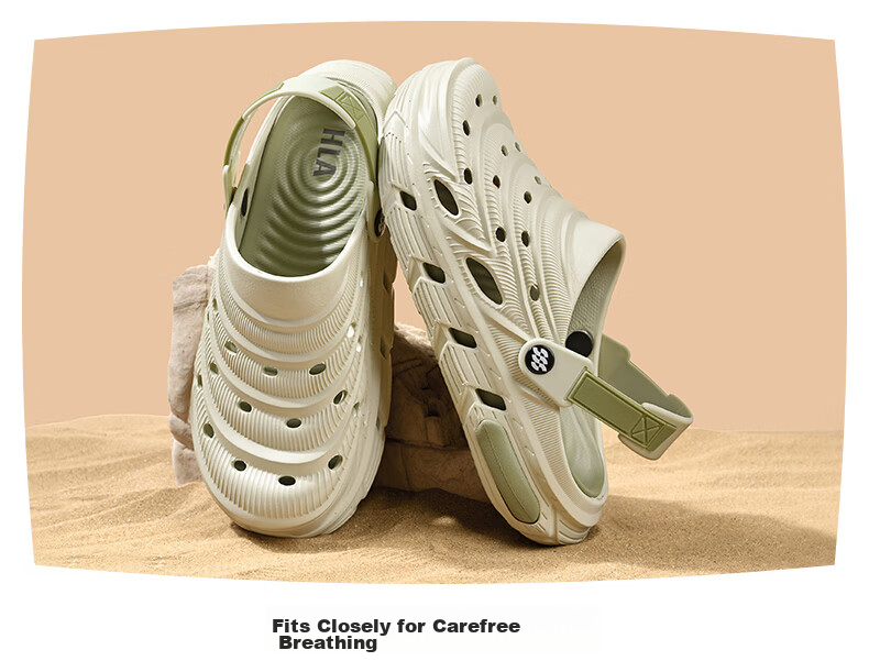 HLA Men's Summer Thick-Soled Casual Holey Sandals HAALXM2FFC028 Gray Size 41 4