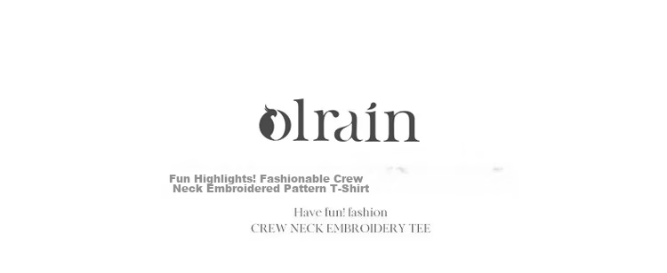 Olrain French Style Short Sleeve T-Shirt Summer Women's Loose Embroidered Lightweight Top Beige S 1
