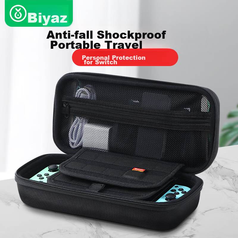 Защитный чехол-сумка BIAZE для Nintendo Switch, большой вместимости, для зарядного устройства, консоли, OLED-модели, жесткий кейс, многофункциональный портативный ящик для хранения Yx27