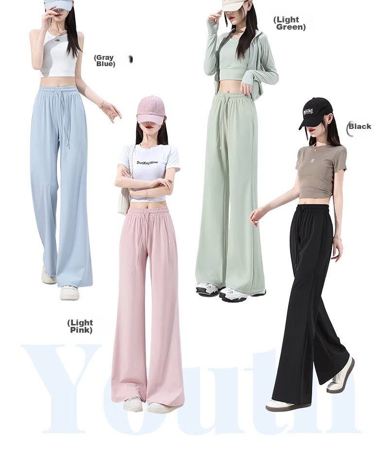 MINISO Women's Black Flared Pants Thin 2026 New Ice Silk Cooling Sun Protection Slim Fit Long Pants for Petite Summer 9