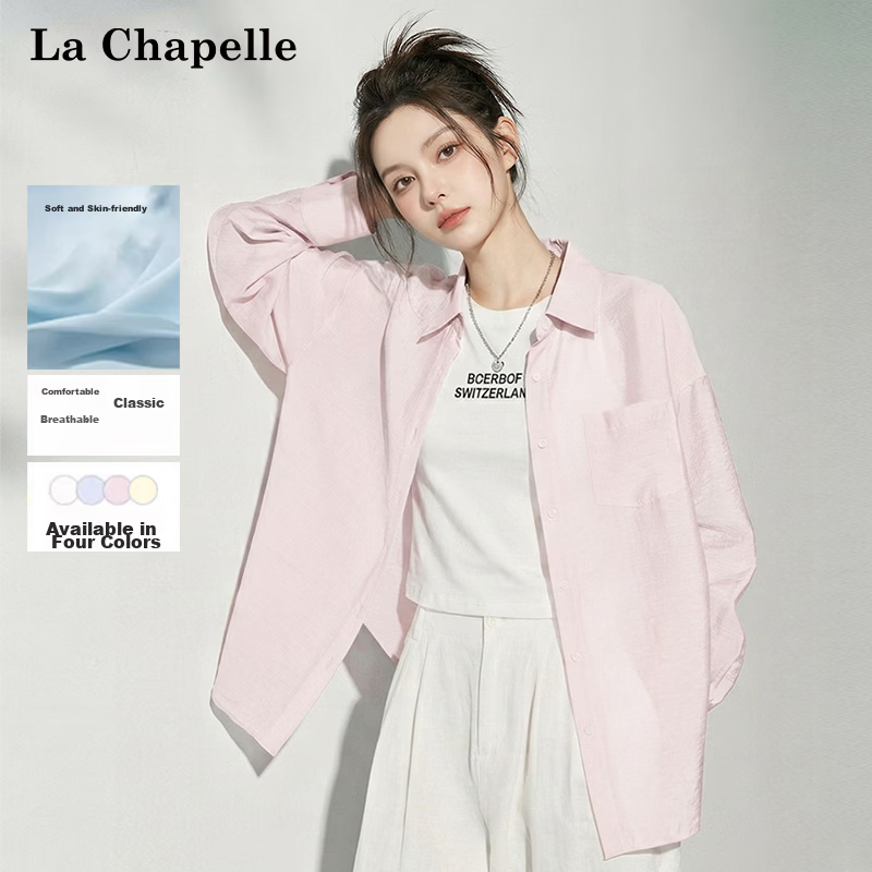 La Chapelle Fashion Trendy Sheer Long Sleeve Shirt Women 2026 Summer New Loose Comfortable Lightweight Breathable Versatile Blouse
