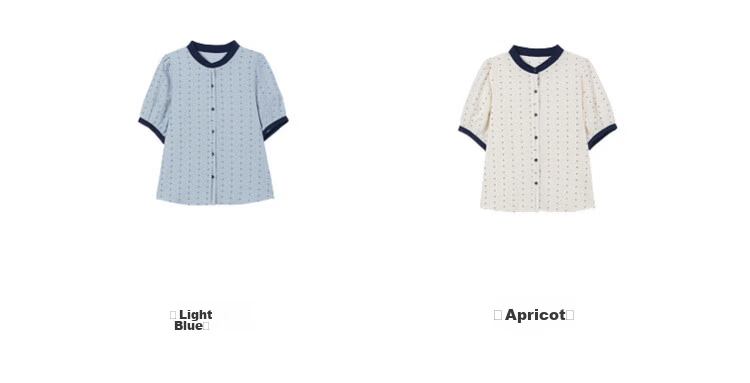 Demana Oxygen Linen Summer Fresh Plaid Color-Block Stand Collar Short Sleeve Loose Slim Women's Shirt 12