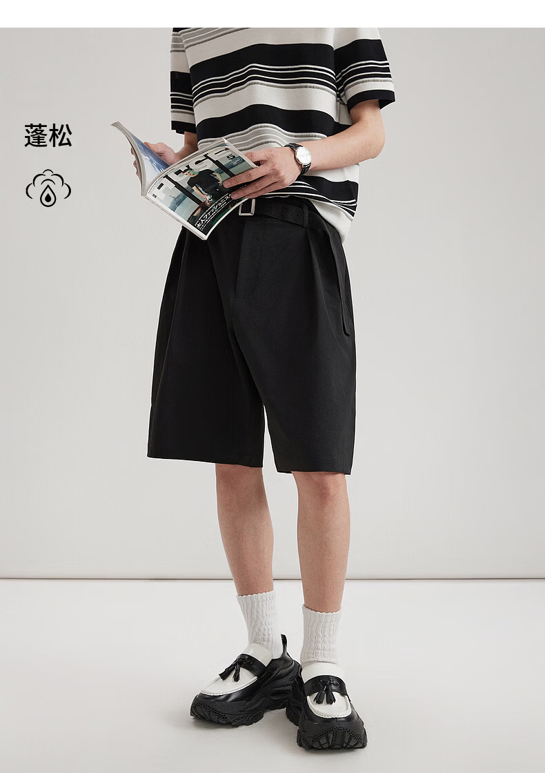 CABBEEN Cotton-Feel Hidden Twill Men's Loose Pleated Casual Shorts 2026 Spring Summer Durable Stretch Short Casual Pants 14