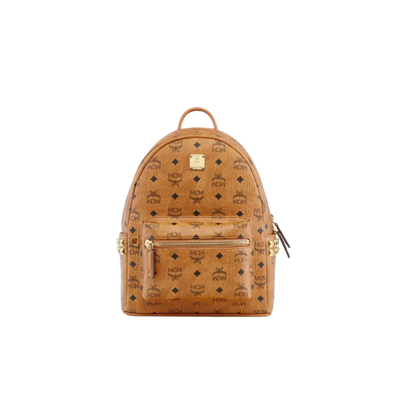 MCM STARK Small Couple's Style Rivet Backpack, Cognac Color Gift