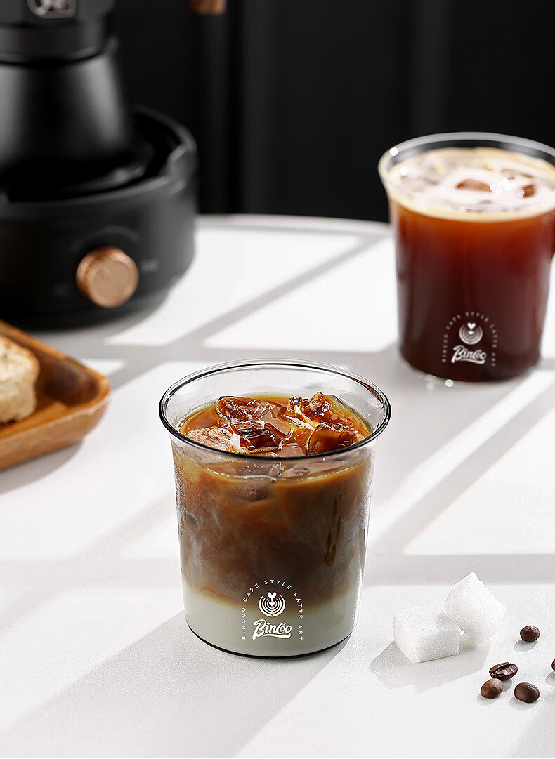 Bincoo Glass Cup Coffee Mug Simple Wide-Mouth Cold Brew Ice Americano Latte Cup Beer Mug Transparent Water Cup Tea Cup 2