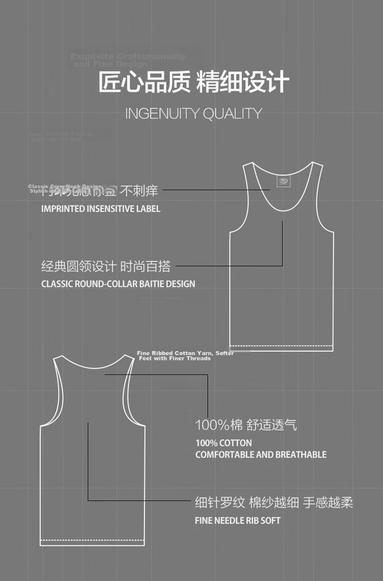 Langsha Men's 100% Cotton Vest Comfortable Soft Breathable Sports Fitness Ribbed Sleeveless Summer Top 9