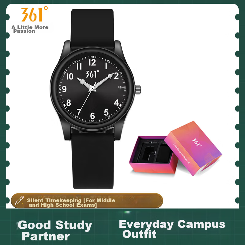 361° Retro Fashion Sports Style Chic Pointer Small Round Dial Youth Luminous Waterproof Quartz Watch for Middle and High School Students