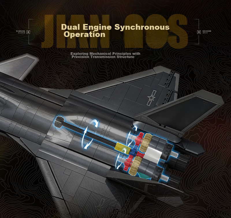 Qimiao Building Blocks Great Power Fifth Generation Invisible Fighter J-20S Model Toy Assembly Gift Ornament 5