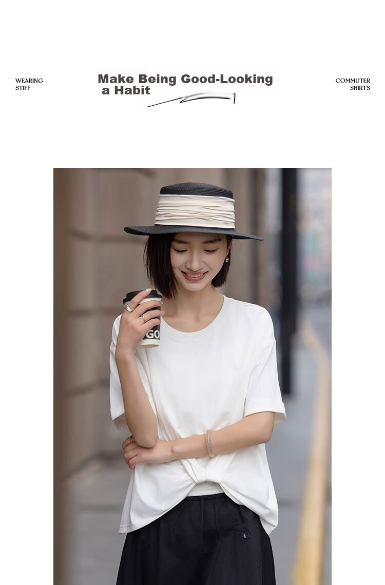 Demana [Cool Sorona] Summer Anti-Stick Cross Twist Loose Slim Fit Petite T-Shirt for Women Premium Feel 10