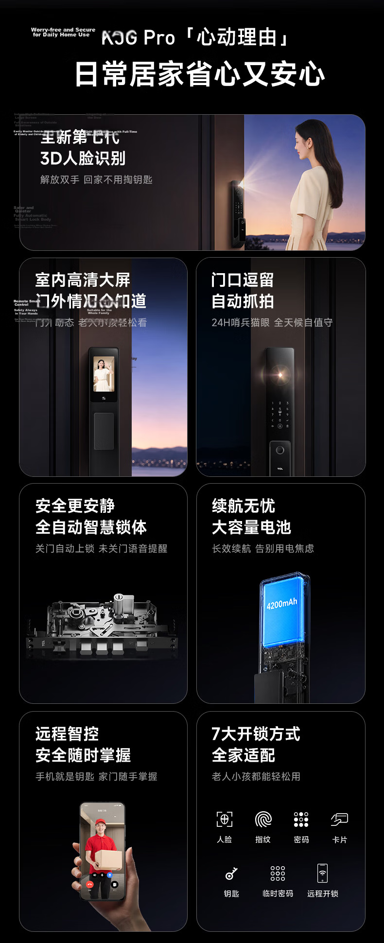 TCL Smart Door Lock with Facial Recognition, Large Screen Peephole, Dwell Capture, Door Ajar Alert, Fingerprint K5GPro 3