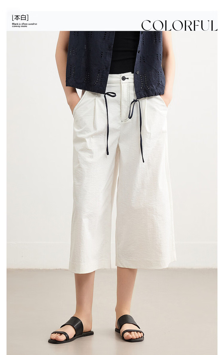 Demana [Light Workplace Style] Summer Simple Commuter Six-Point Straight Loose Versatile Petite Women's Casual Pants 3