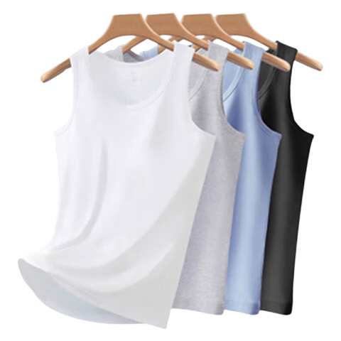 Hengyuanxiang Men's Undershirt, Ice Silk, Autumn Comfortable Quick-Dry Sleeveless Seamless Tank Top for Fitness, Light Gray