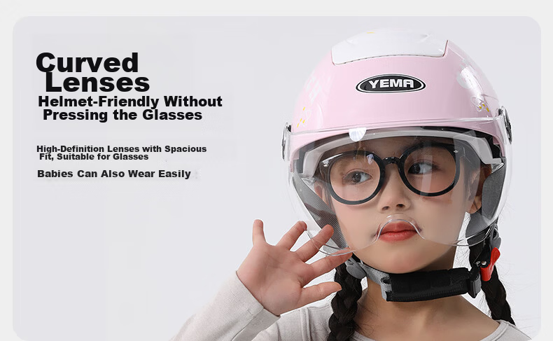 YEMA Kids Helmet 3C Certified Summer Sun Protection Electric Vehicle Half Helmet Unisex Children Electric Bike Motorcycle Safety Helmet Ages 3-12 252S Khaki White with Transparent Long Visor 13