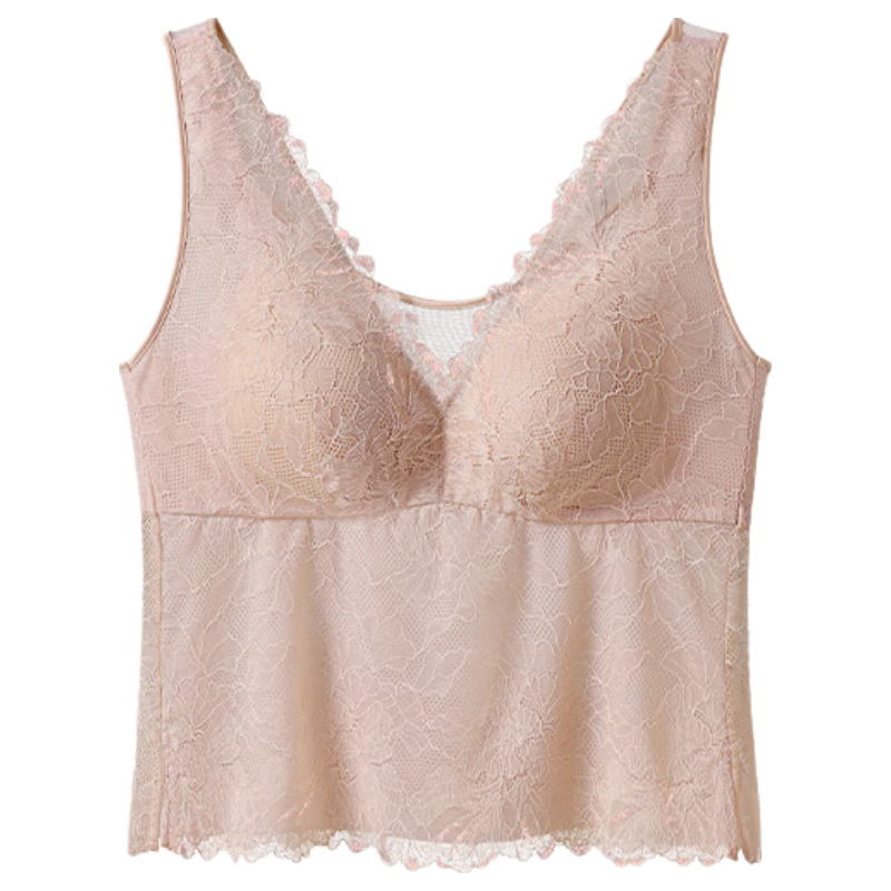 Manifen New French Lace V-Neck Vest Sexy Triangle Cup with Cup Camisole Fashionable Back Lightweight Thin Base Layer