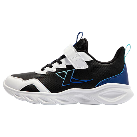 XTEP Kids Boys Sports Shoes Leather Soft Sole Velcro Running Shoes Black/White/Blue Size 38