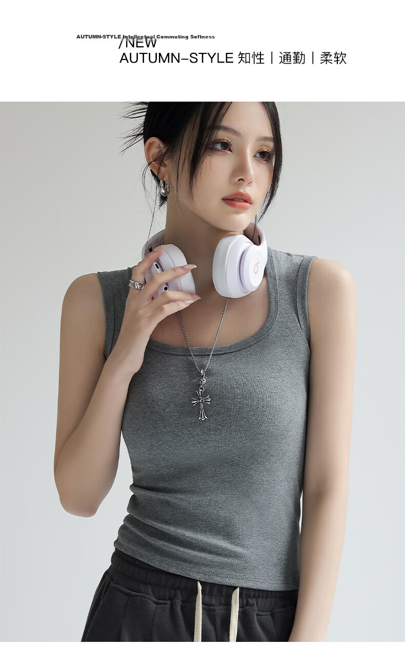 Miiow Women's Pure Cotton Camisole Vest 2026 New Summer Outerwear Side Coverage Racerback Wide Strap Square Neck Basic Top 2