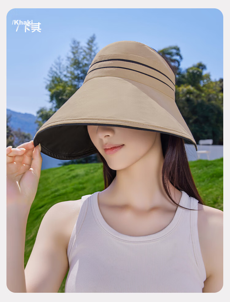 Romon Women's Sun Protection Hat UV Protection Wide Brim Face Covering Sun Hat Open Top Bucket Hat 12
