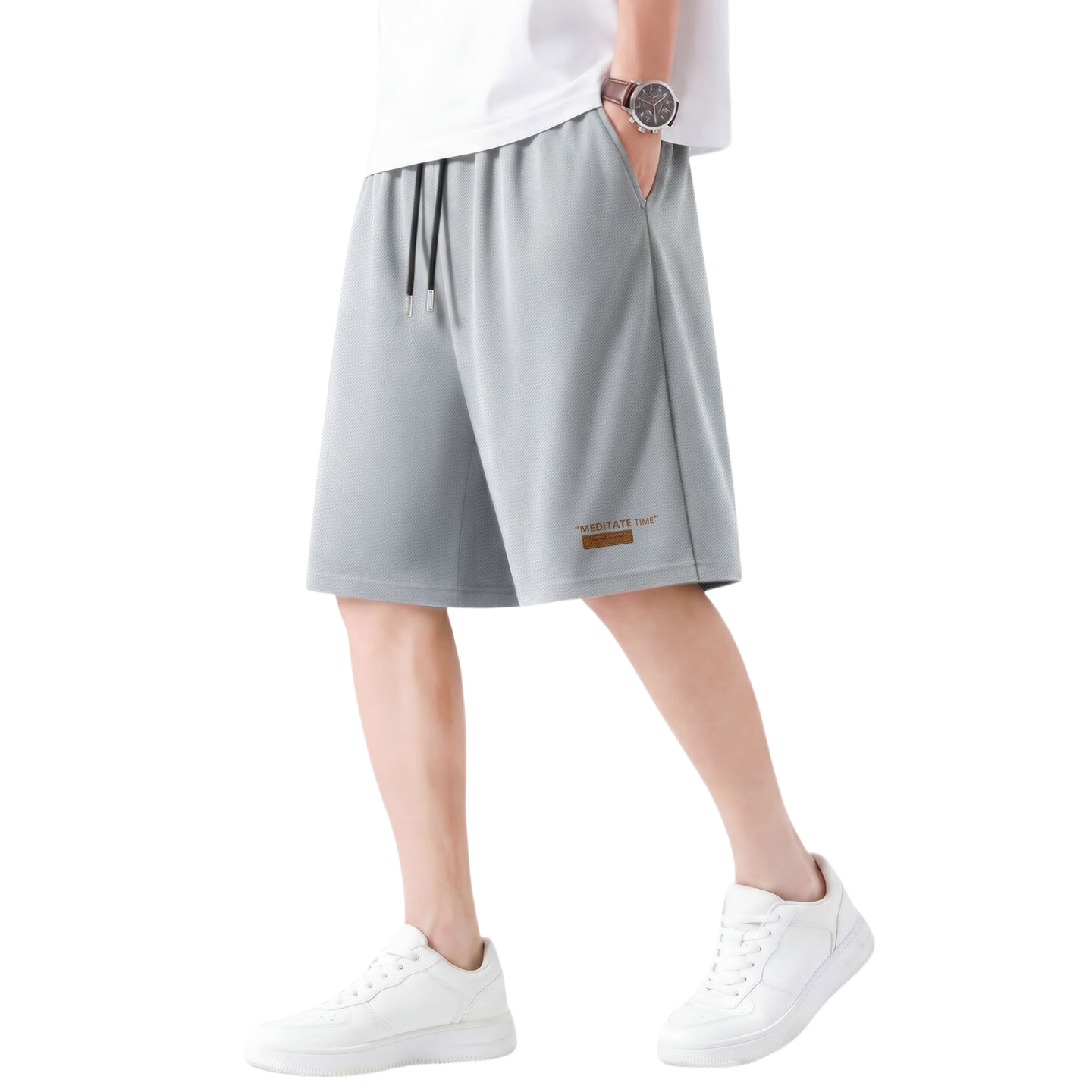 Warrior Sports Shorts for Men, Summer Wear, Ice Silk Quick-Dry Casual Pants, Running Five-Point Shorts, Black, Size L