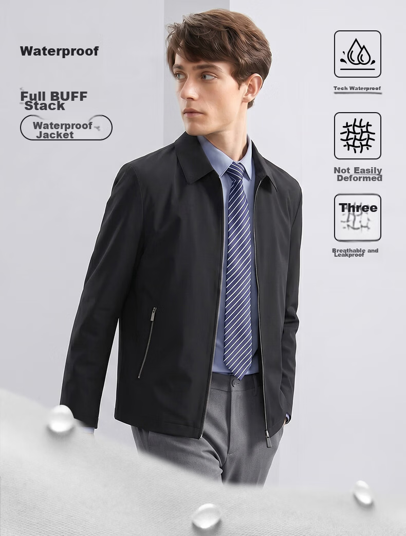 Shanshan [Three-Proof] Executive Jacket Men's Seamless Lapel Coat Business Commuter Wrinkle-Resistant Civil Servant Top Black 1