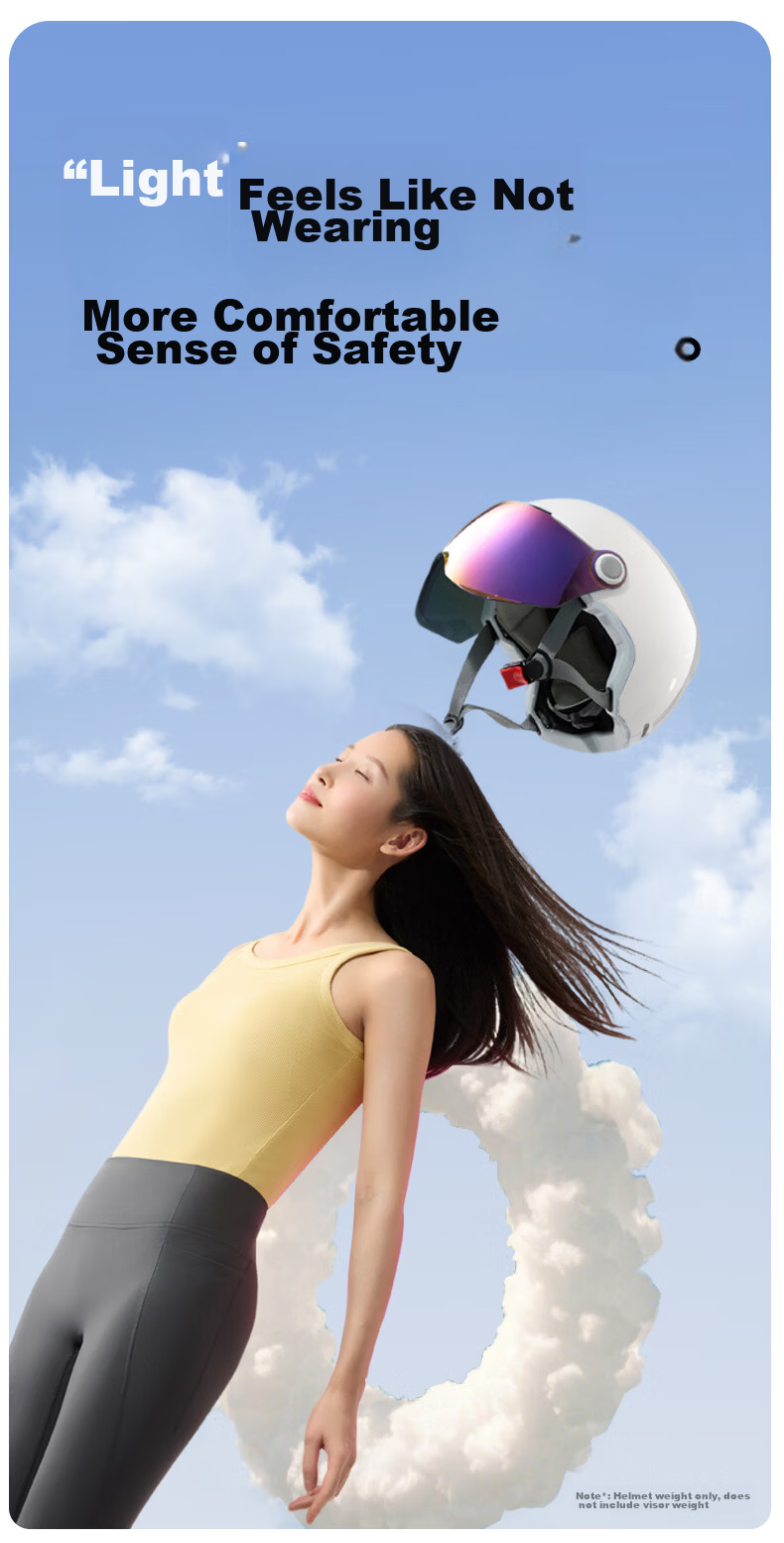 NEVA Helmet Electric Vehicle 3C Certified New National Standard Class A Motorcycle Electric Bike Half Helmet Unisex Summer Lightweight Safety Cap Ultra-Light Integrated Molded 1