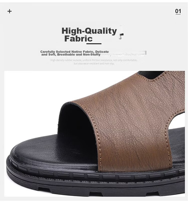 Jingzhenlianggong Men's Summer Sandals Dual-Use Slippers Non-Slip Soft Sole Beach Shoes Dark Brown [Lace-Up] Size 41 11