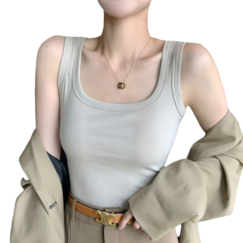 LangSha American Style Wide Shoulder Strap Tank Top for Women 2025 New Versatile Slim Fit Simple Outerwear and Innerwear